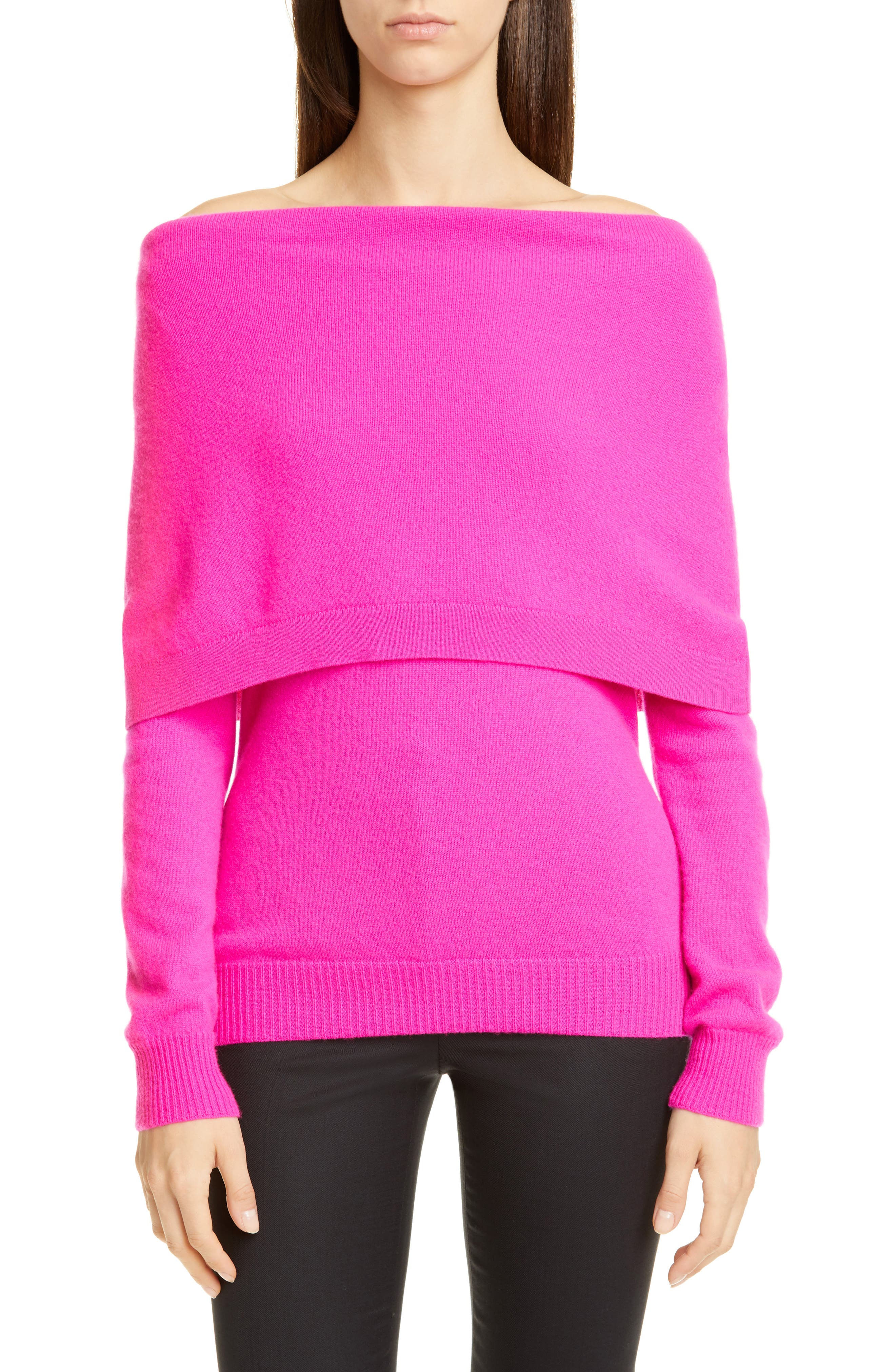 off the shoulder cashmere sweater