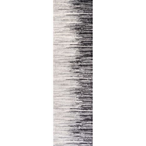 Jonathan Y Linear Modern Half-stripe Area Rug In Gray/cream
