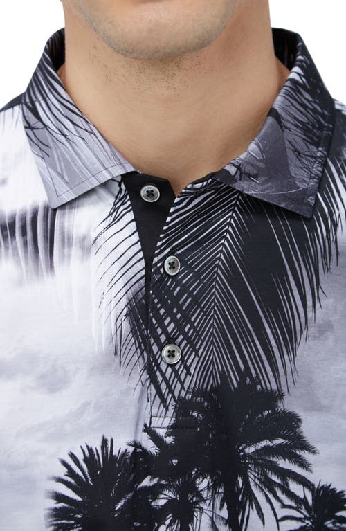 Shop Bugatchi Hendrix Digital Tropical Print Pima Cotton Polo In Black