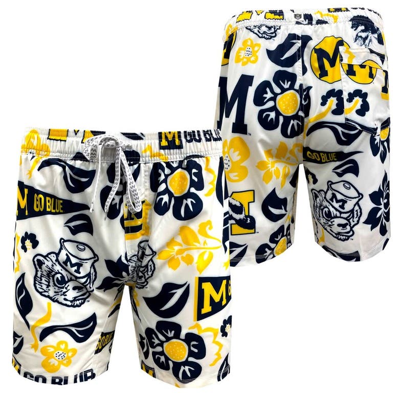 Shop Wes & Willy Youth  White Michigan Wolverines Allover Print Vault Tech Swim Trunks