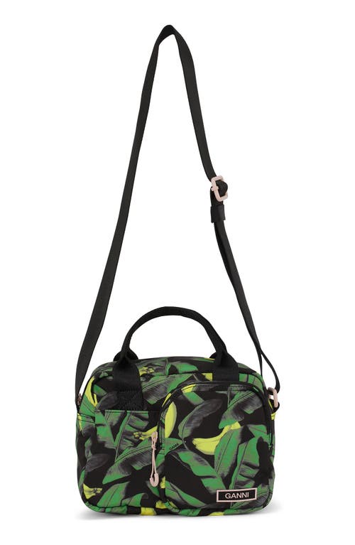 Ganni Recycled Polyester Festival Tech Top Handle Bag in Banana Tree Black