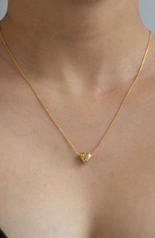 Argento Vivo Sterling Silver Carded Puffy Heart Pendant Necklace In Gold