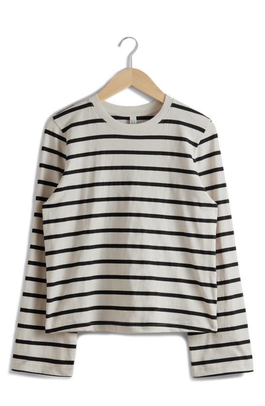 Shop & Other Stories Stripe Crewneck Top In White Dusty Light