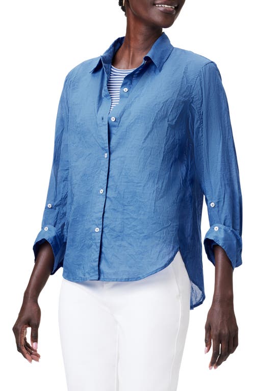 NIC+ZOE Girlfriend Crinkle Cotton Button-Up Shirt in Morning Glory