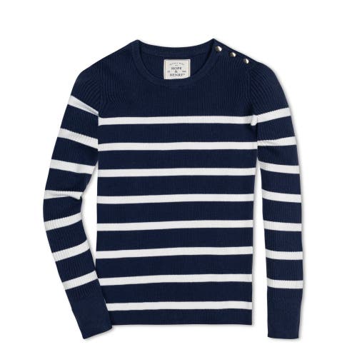 HOPE & HENRY CREW NECK BUTTON SWEATER