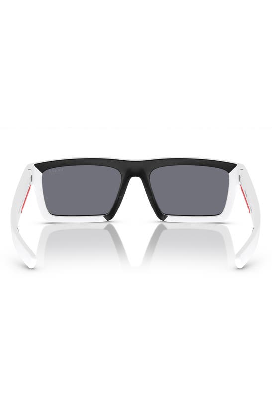 Prada 55mm Rectangular Sunglasses In Black White