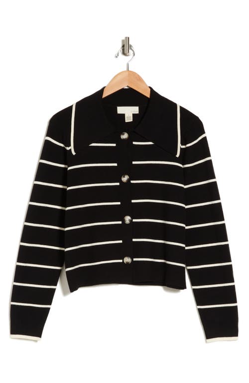 Shop By Design Hadley Stripe Sailor Sweater In Black/gardenia