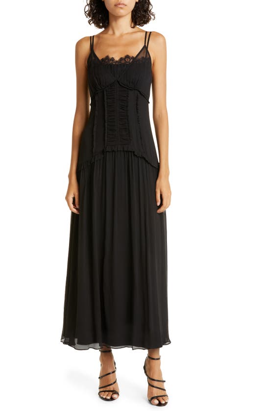 Jason Wu Sleeveless Crinkled Silk Maxi Dress In Black