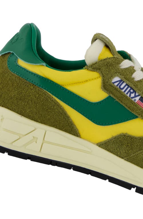Autry Low Top Sneakers In Brushed Calf Suede In Hair/nylon Moss/amazon