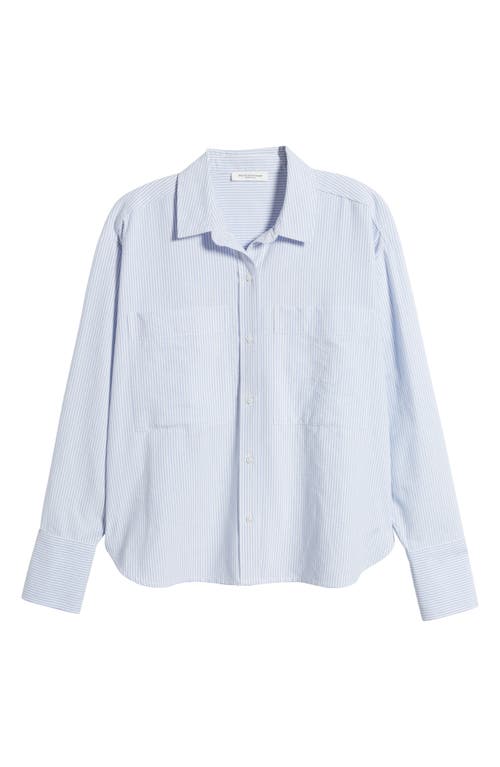 Shop Beachlunchlounge Everly Stripe Cotton Button-up Shirt In Studio Blue