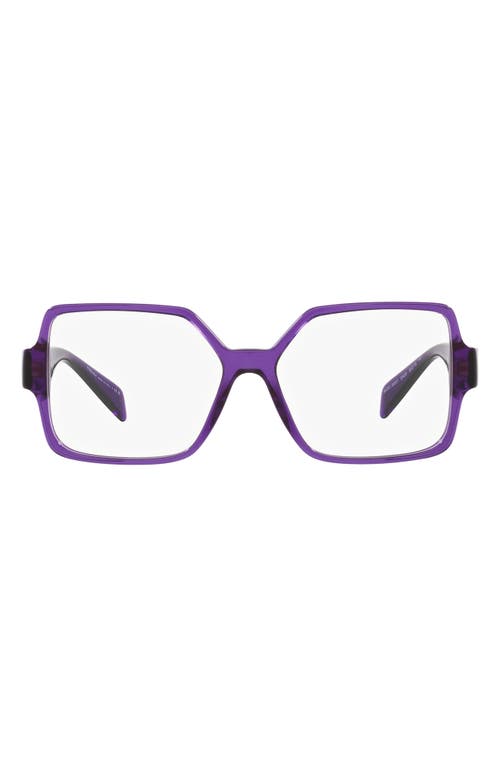 Versace 55mm Square Optical Glasses in Transparent Violet at Nordstrom