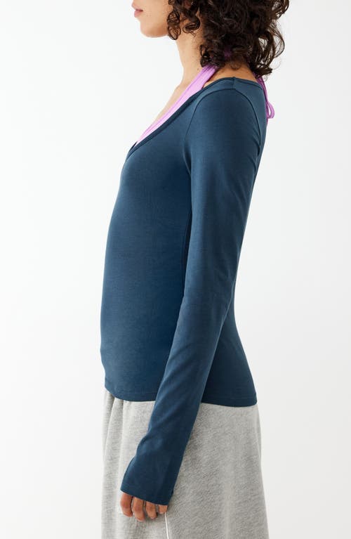 Shop Iets Frans Gigi Layered Stretch Cotton T-shirt In Navy/pink