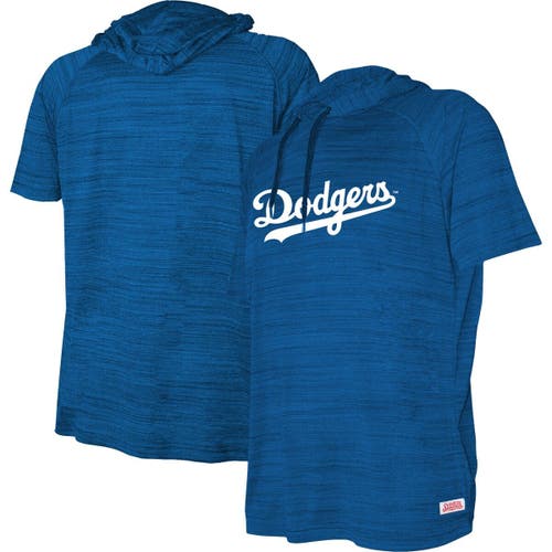 Youth Stitches Heather Royal Los Angeles Dodgers Raglan Short Sleeve Pullover Hoodie