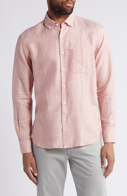 Solid Linen & Lyocell Twill Button-Down Shirt in Spice