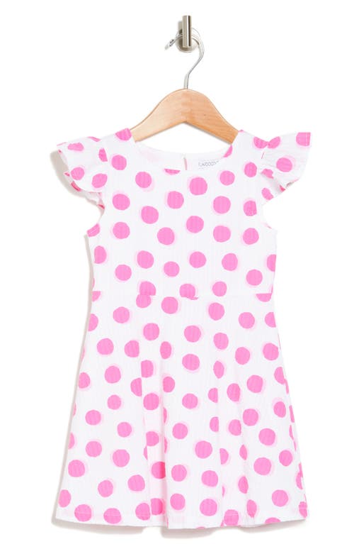 Shop Flapdoodles Kids' Dotted Cap Sleeve Dress In Hot Pink