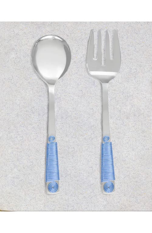 Tiramisu Stainless Steel Salad Servers In Sapphire Blue