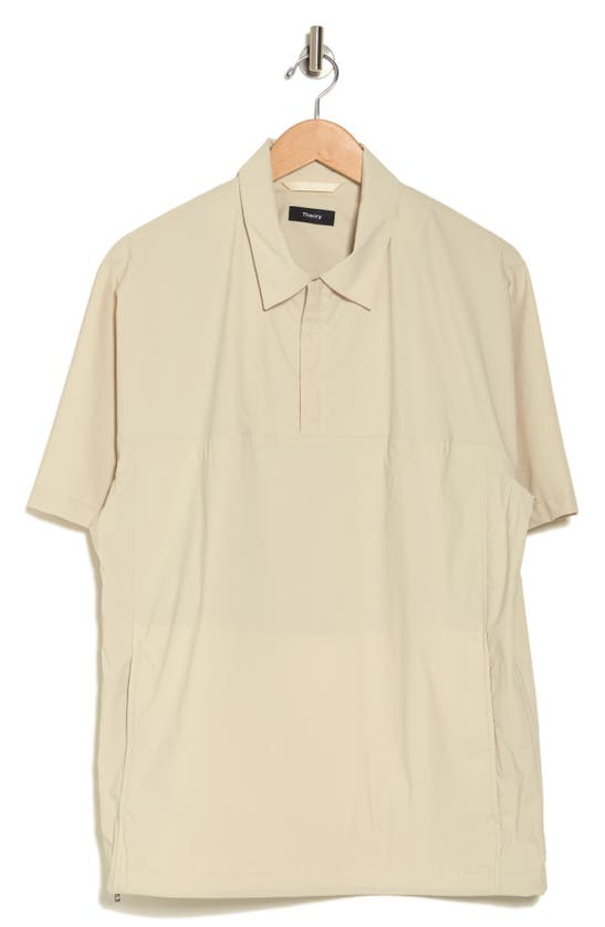 Theory Clyfford Covered Placket Polo In Peyote