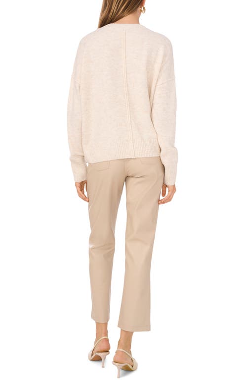 Shop Vince Camuto Three Button Crewneck Sweater In Malted