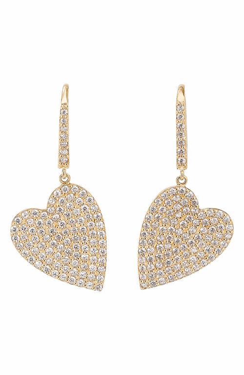 Lana Flawless Diamond Heart Dangle Earrings in Yellow