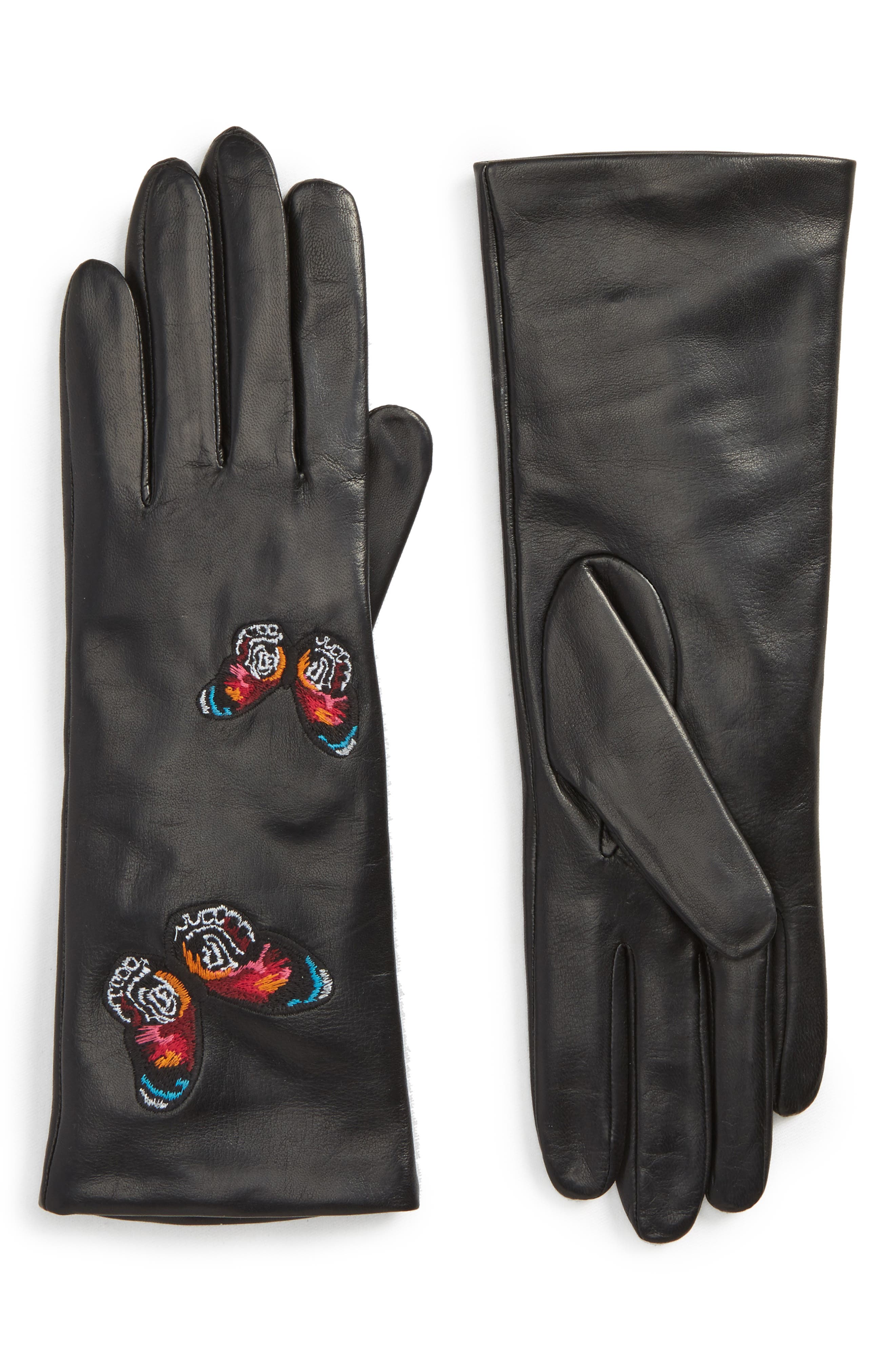 embroidered leather gloves