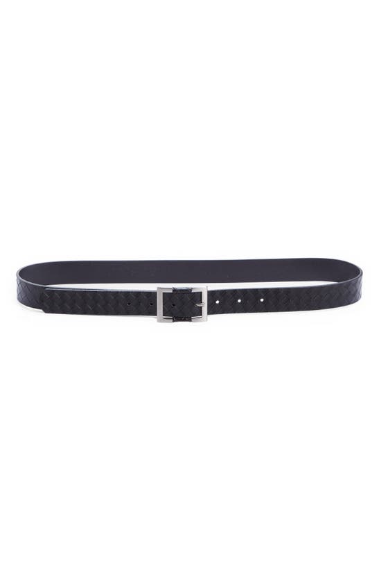 Nordstrom Daphne Covered Buckle Leather Trouser Belt In Black