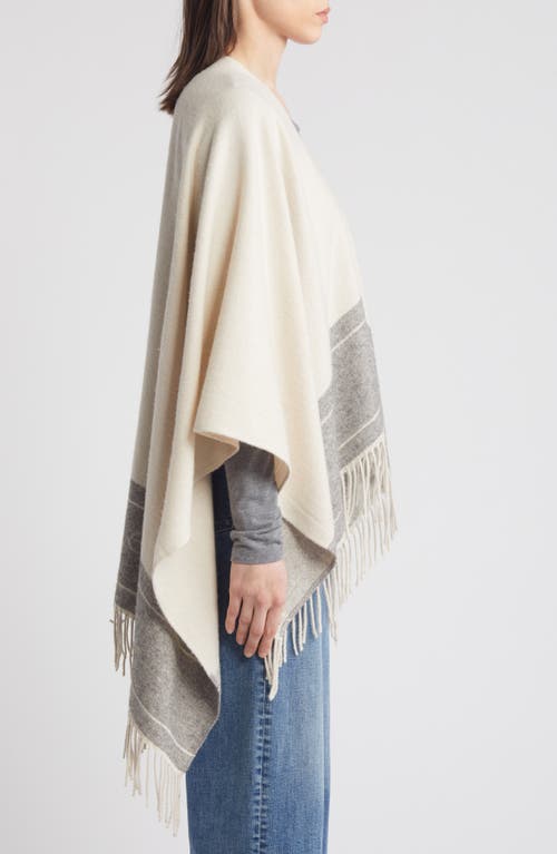 Shop Rag & Bone Logo Embellished Wool Ruana In Cream Grey