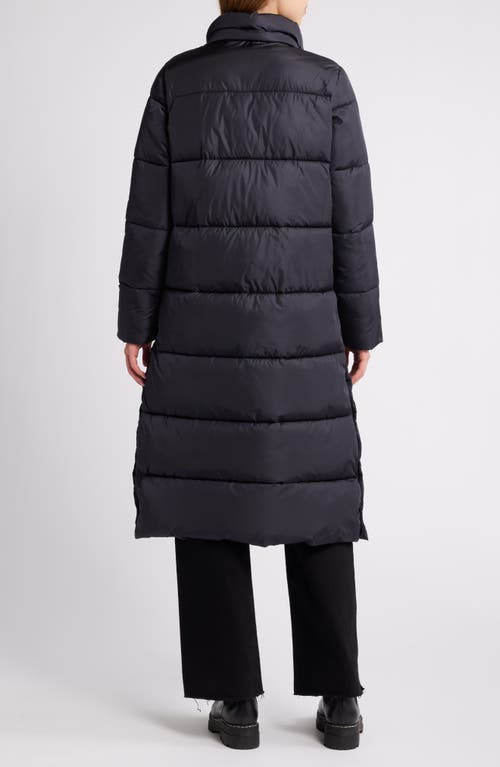 Shop Save The Duck Colette Water Repellent Quilted Long Puffer Coat With Detachable Hood In Black