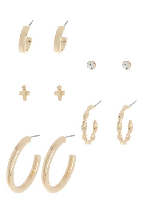 Set of 6 Assorted Stud & Hoop Earrings