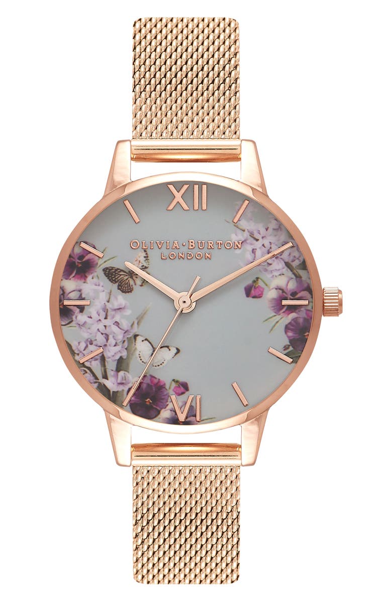 Olivia Burton Enchanted Garden Mesh Strap Watch 30mm Nordstrom