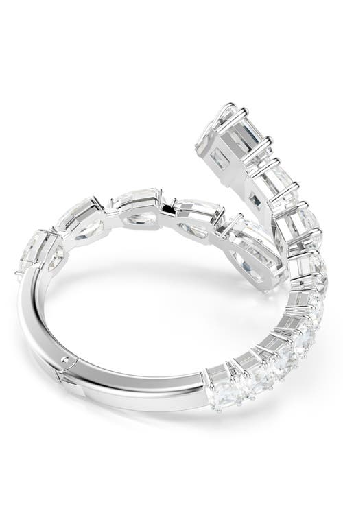 Swarovski Matrix Crystal Hinged Bangle In White/silver