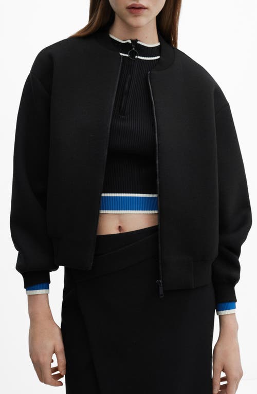 Shop Mango Zip Bomber Jacket In Black