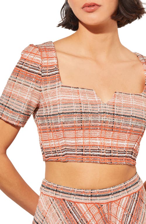 Ming Wang Tweed Handkerchief Hem Knit Skirt In Verm/jav/mul