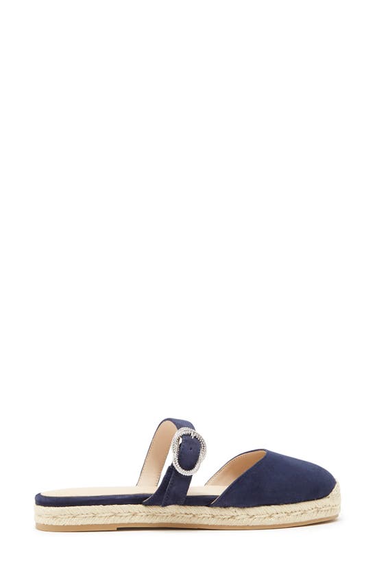 Stuart Weitzman Crystal Buckle Espadrille Mule In Nice Blue