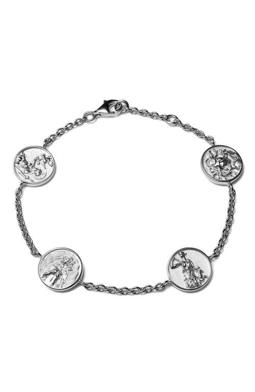 Awe Inspired Greek Goddess Coin Station Bracelet in Sterling Silver