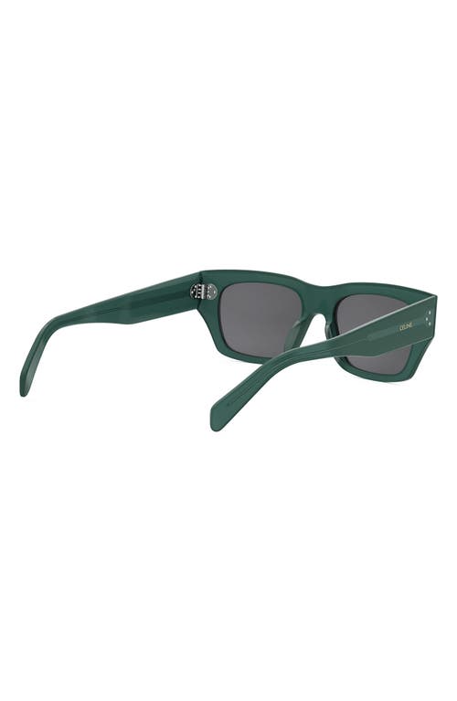 Celine Bold 3 Dots 53mm Geometric Sunglasses In Shiny Dark Green/smoke