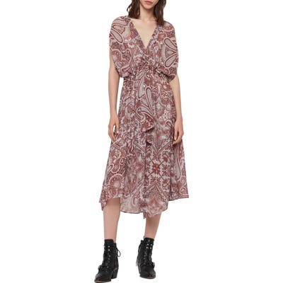 Allsaints Romina Paisley Scarf Dress, Red