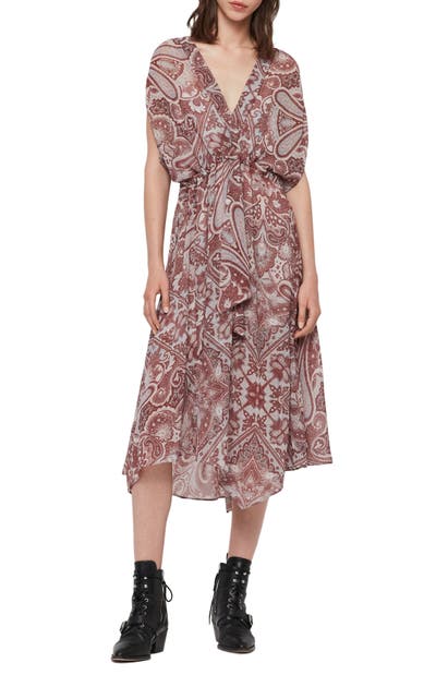 Allsaints Romina Paisley Scarf Dress In Red | ModeSens