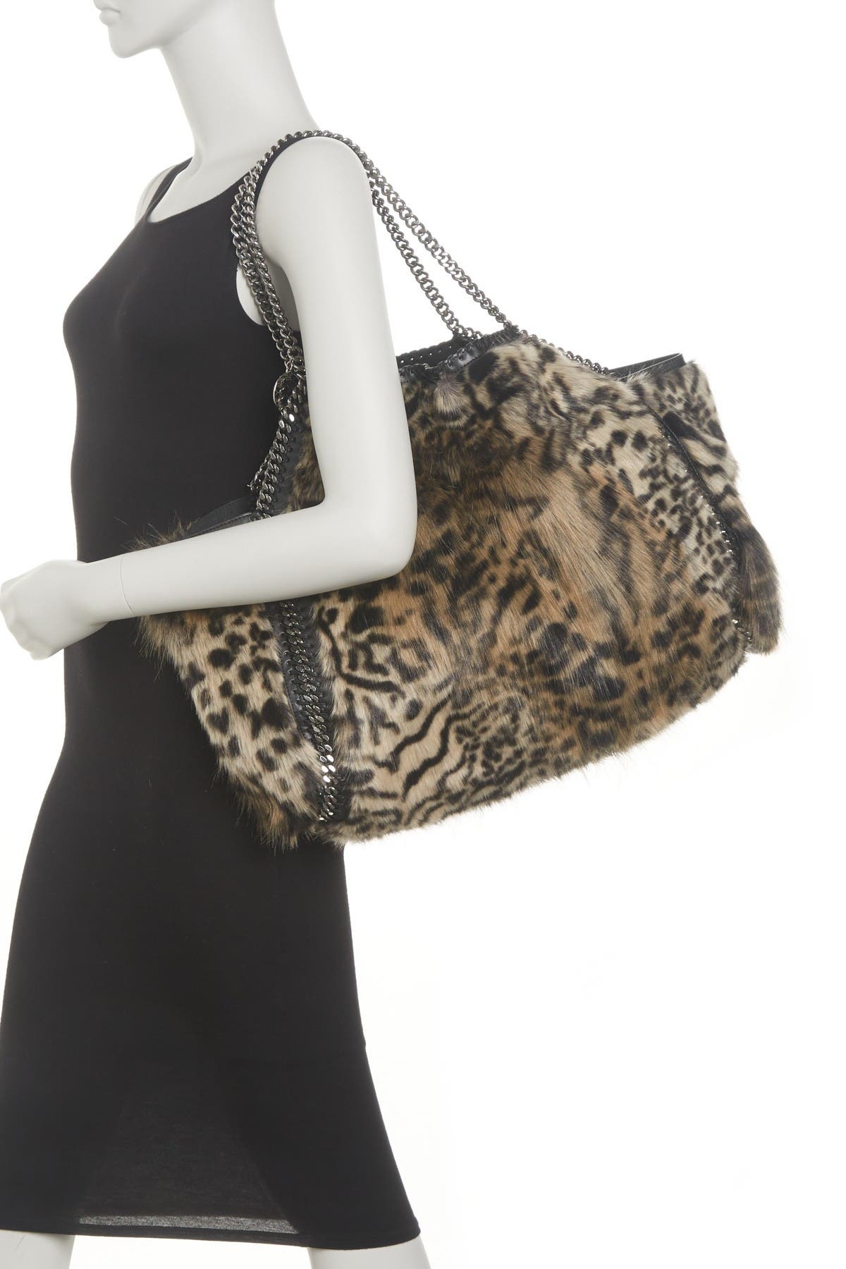 leopard print fur tote bag