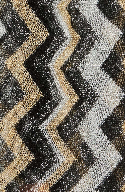 Shop Missoni Zigzag Fringe Scarf In Brown/black Multi