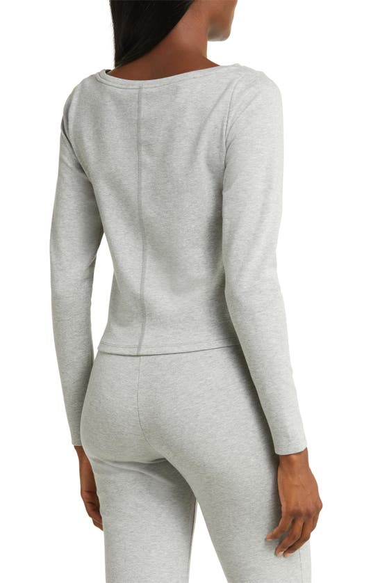 Shop Nike Air Crop Long Sleeve T-shirt In Dark Grey Heather/ Photon Dust