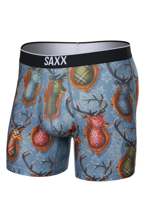 Shop Saxx Volt Breathable Sim Fit Mesh Boxer Briefs In Mr. Deer Face-slate