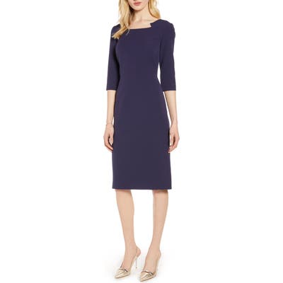 Petite Halogen Stretch Crepe Sheath Dress, Blue
