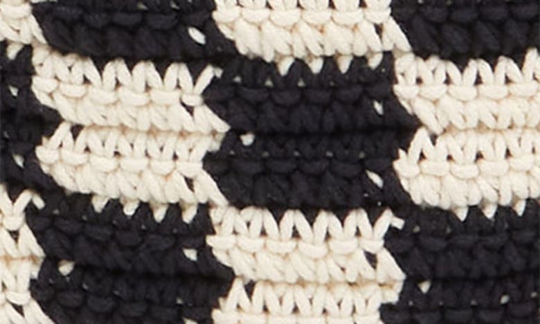 Shop Clare V Petit Moyen Crochet Cotton Messenger Bag In Black/cream Crochet Checker