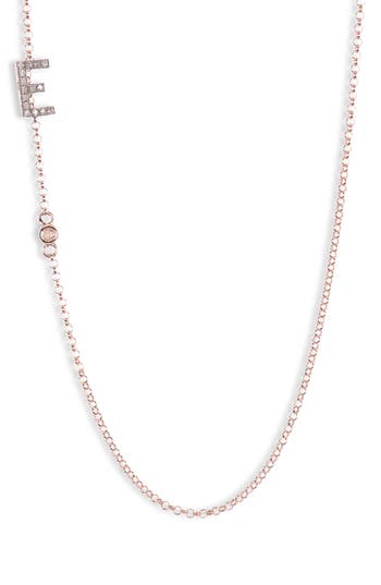 Meshmerise Bezel Diamond Initial Chain Necklace In Rose-e