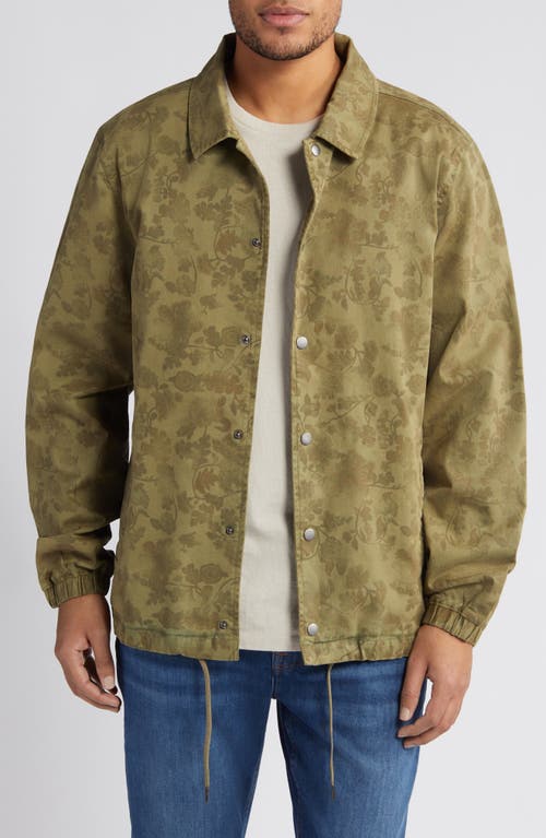 Floral Jacquard Stretch Cotton Jacket in Olive Twisted Paisley