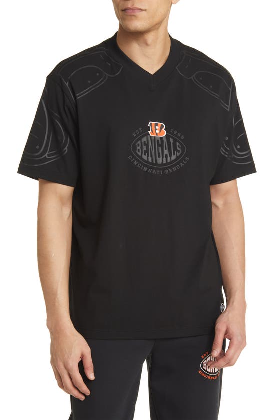 Hugo Boss X Nfl Tackle Graphic T-shirt In Cincinnati Bengals Black