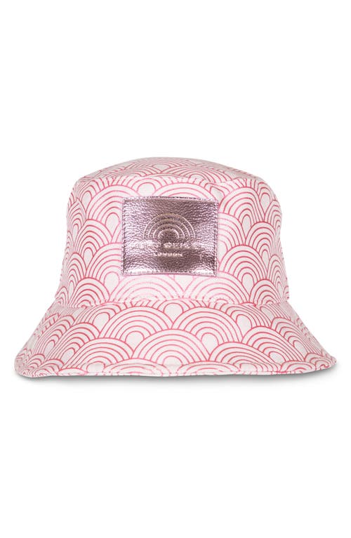 Rainbow Print Bucket Hat in Pale Pink