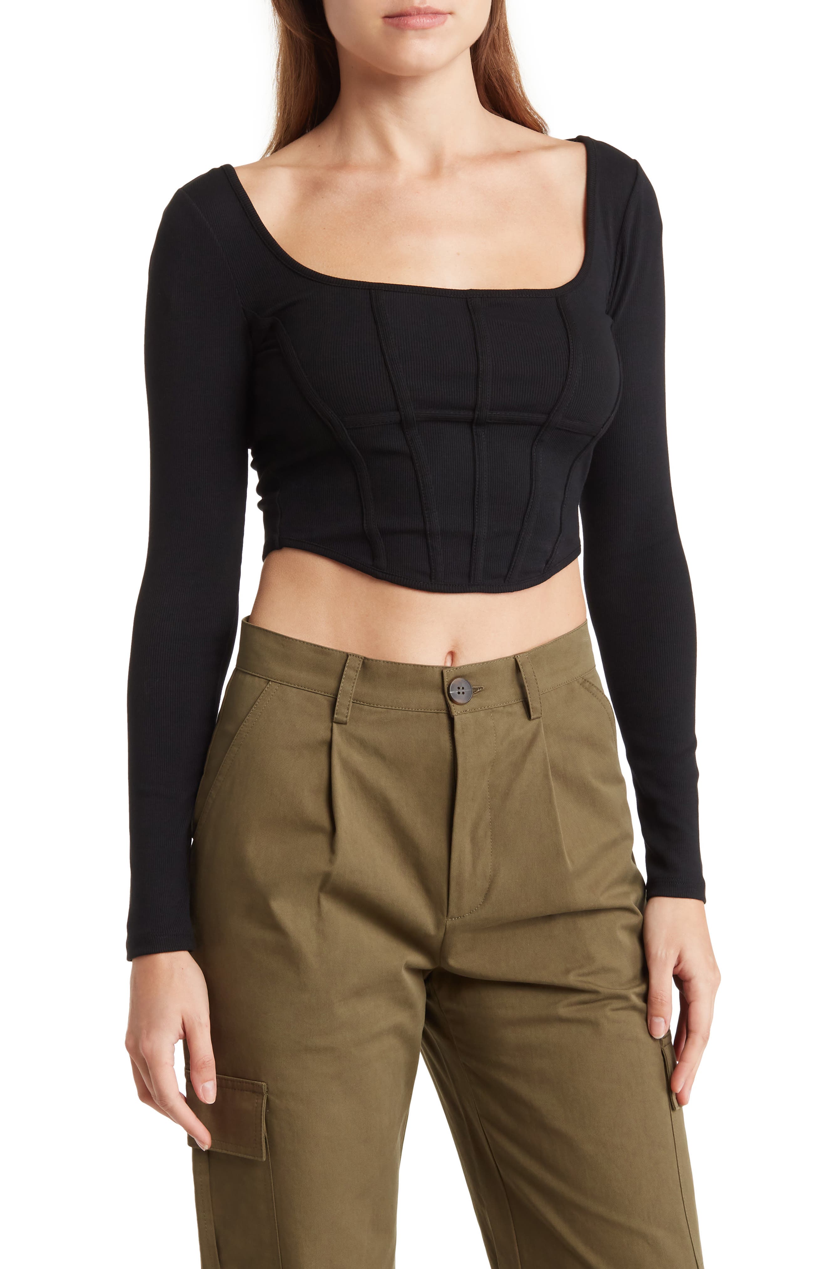 find Brand Womens Square Neck Top 