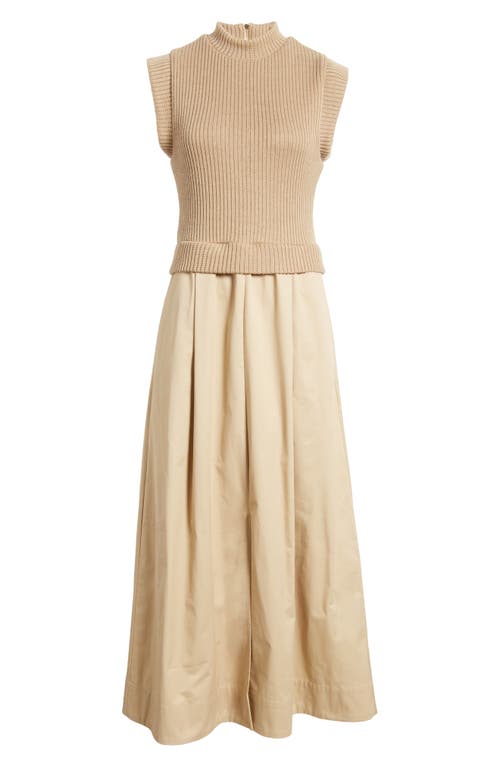 Shop Du Paradis Natalie Mixed Media Maxi Dress In Almond Taupe