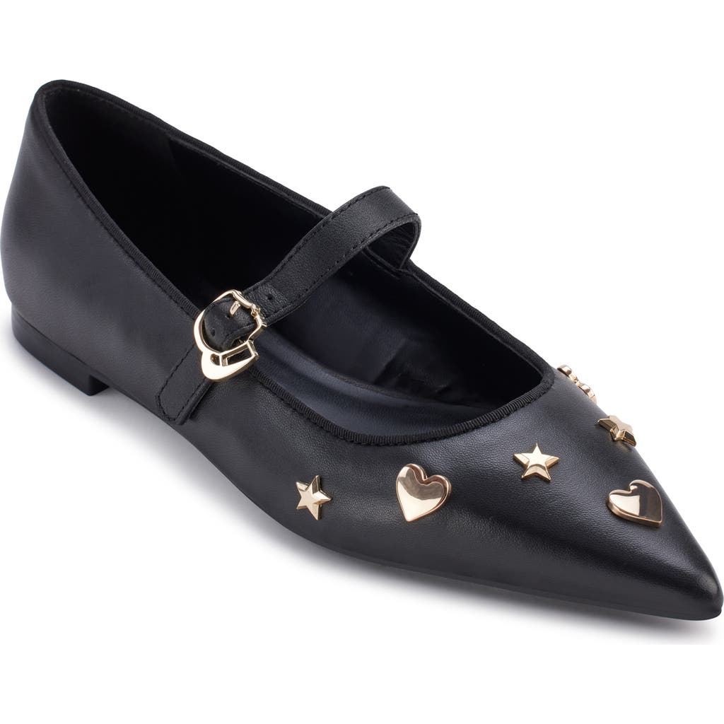 Karl Lagerfeld Paris Veyda Pointed Toe Mary Jane Flat In Black